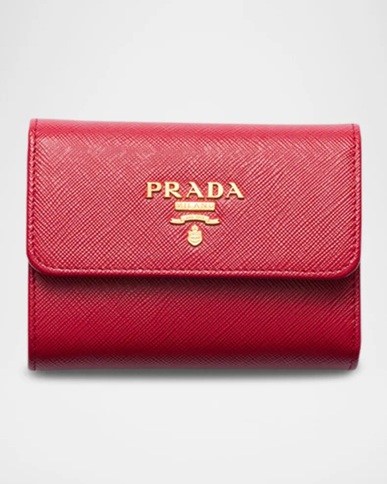 Small Saffiano Leather Trifold Wallet