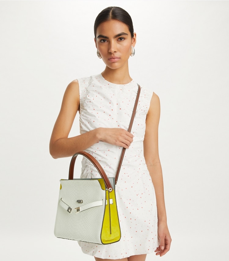 SMALL LEE RADZIWILL SNAKE EMBOSSED DOUBLE BAG