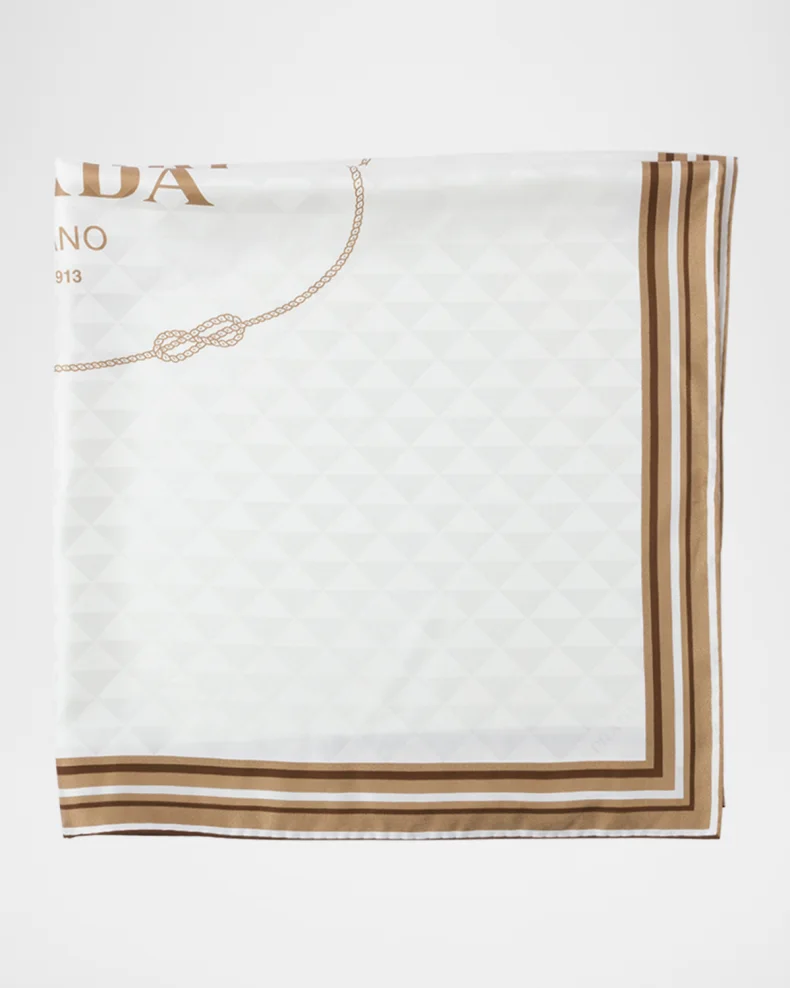 Print Silk Twill Jacquard Scarf
