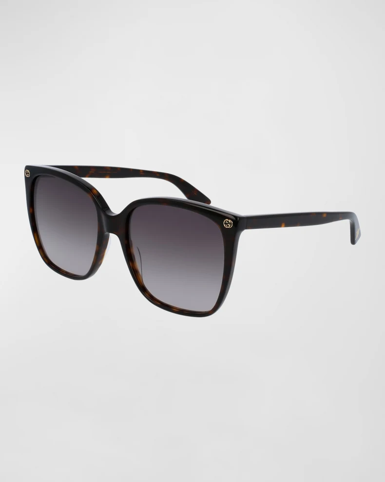 Square Acetate Sunglasses w/ Interlocking G Detail